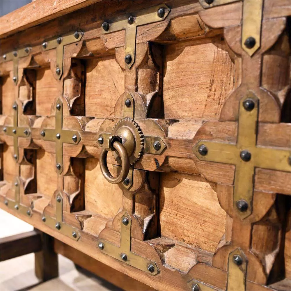 Eastern Inspired Wooden Open Sideboard